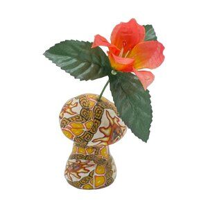 Psychedelic Mushroom 2 Piece Resin Incense Holder Groovy Pattern w/Melting Suns